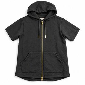 Crooks & Castles Mens Black Quilted Short Sleeve Full Zip Hoodie Size Small